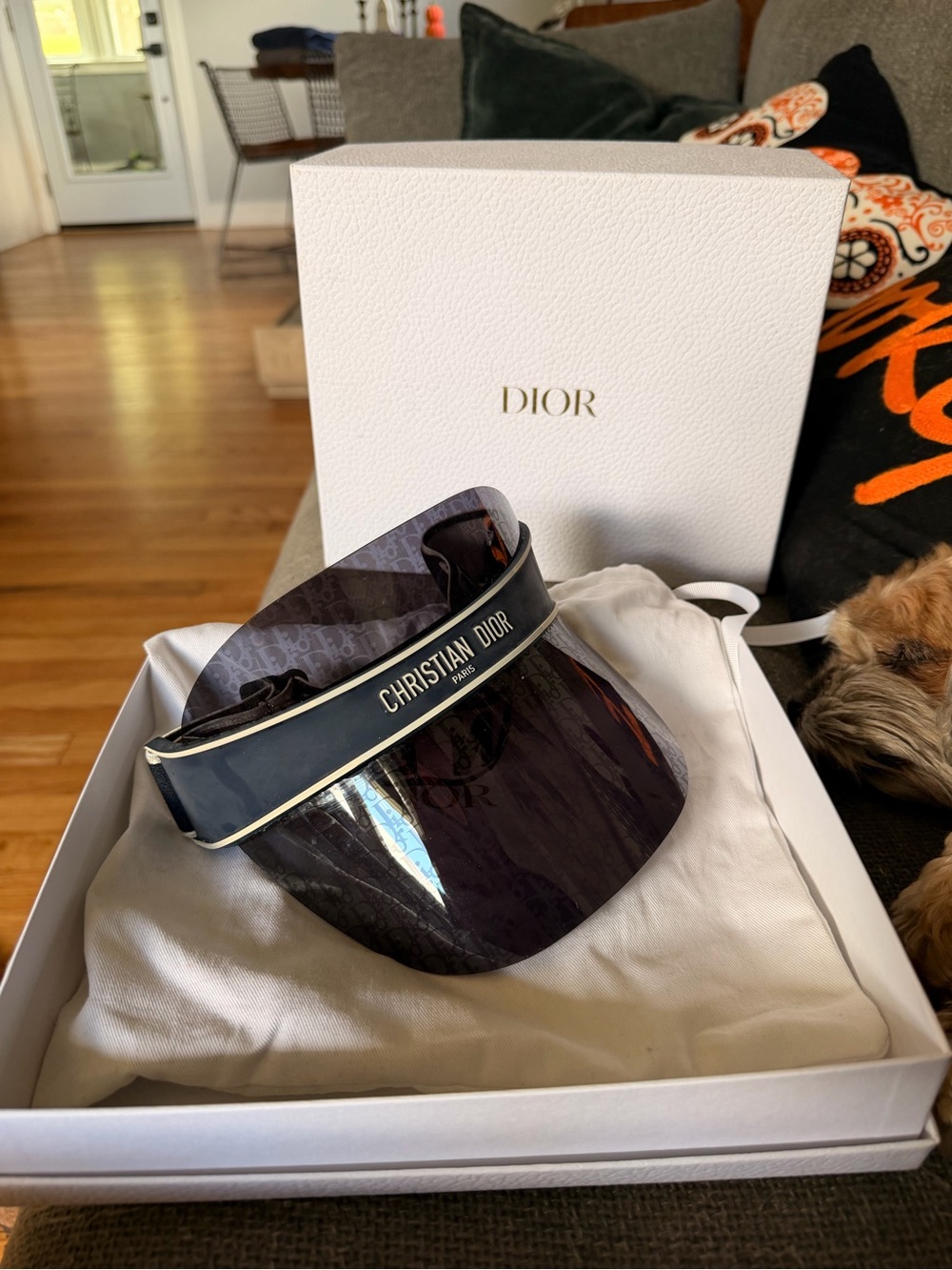Dior Black and Gold Branded Visor